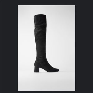ZARA HIGH BLOCK HEELED OVER-THE-KNEE BOOTS